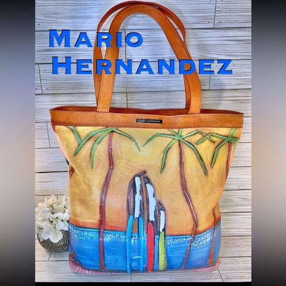 Mario Hernandez unique Leather Large Tote Bag DeBilzan Collaboration collection - Picture 1 of 16